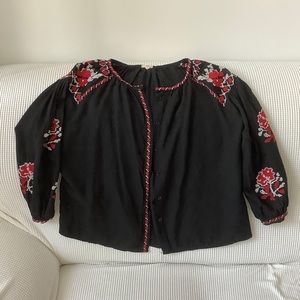Super Cute Embroidered Blouse - Black